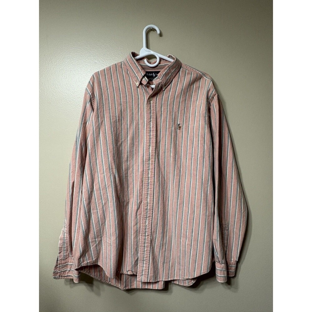 Polo Ralph Lauren Mens Dress Shirt XL Classic Fit‎ Striped Flesh Pony
